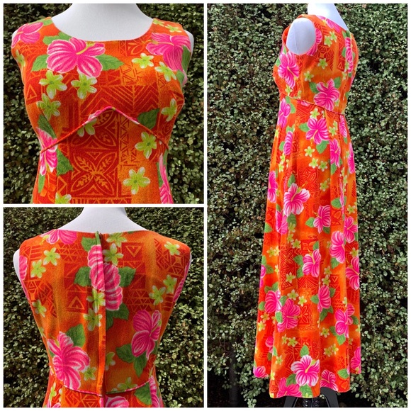🌺”Royal Hawaiian” Vintage Maxi-Dress Muumuu Small - Picture 4 of 8